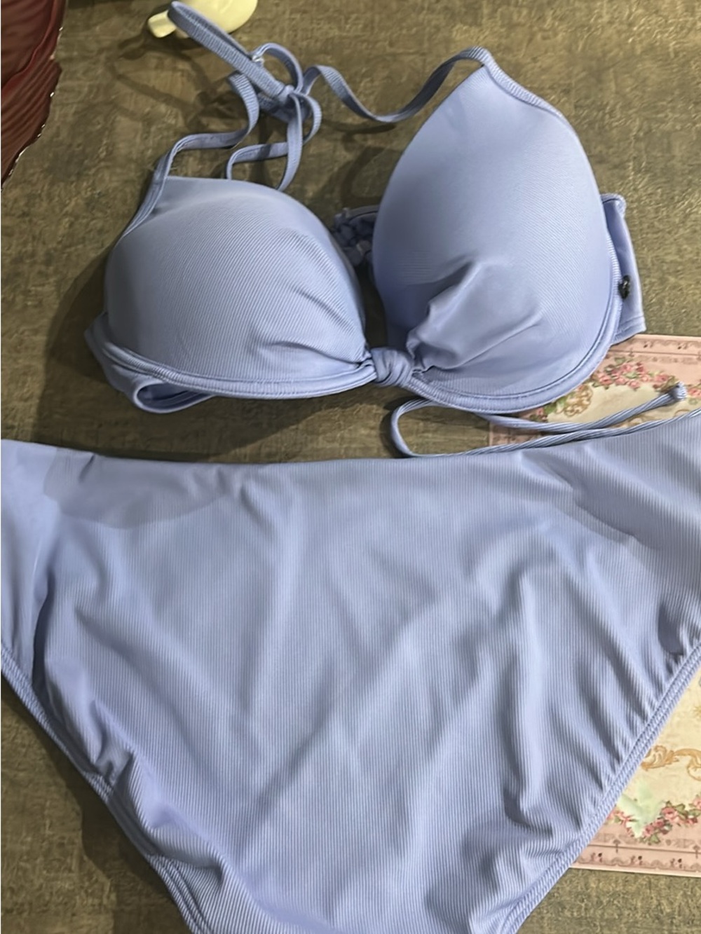 La Vie En Rose Light Blue Padded Halter Bikini Set